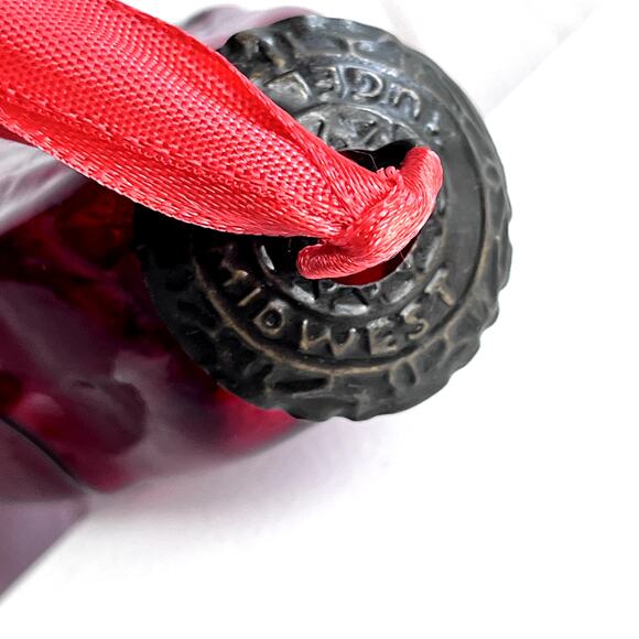 Vintage Kugel Midwest Red Mercury Glass Christmas Ornament Tear Drop Ribbed - Picture 6 of 9